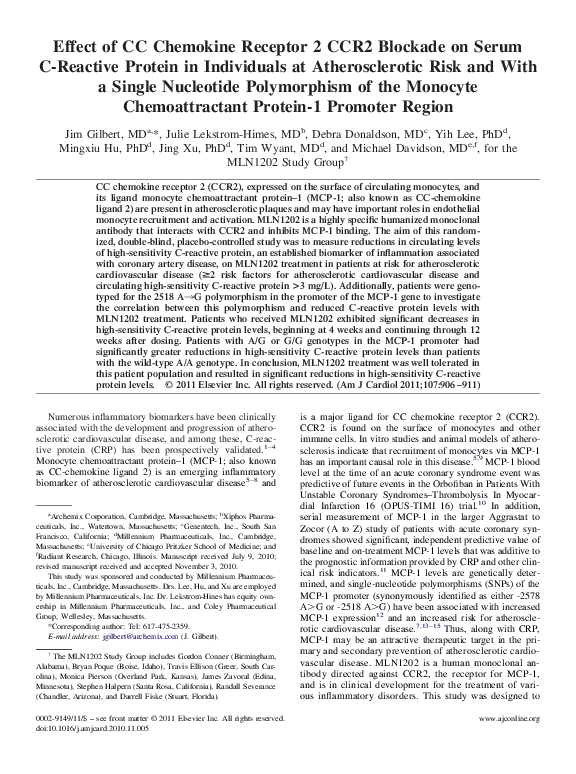 (PDF) Effect of CC Chemokine Receptor 2 CCR2 Blockade on Serum C ...