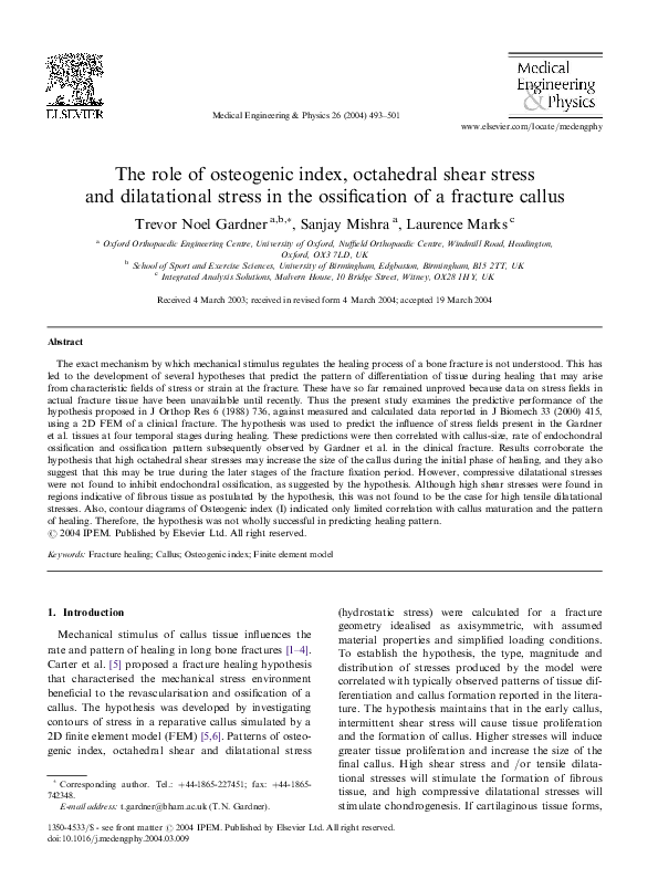 (PDF) The role of osteogenic index, octahedral shear stress and ...