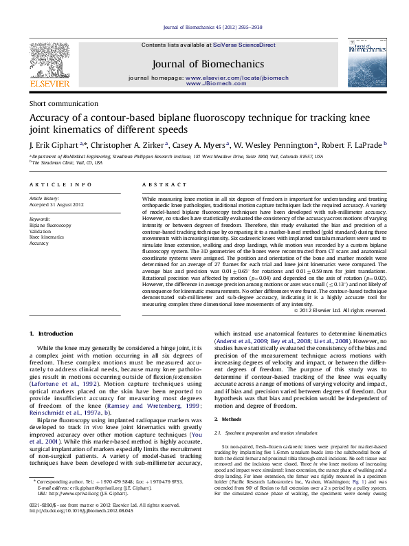 (PDF) Accuracy of a contour-based biplane fluoroscopy technique for ...