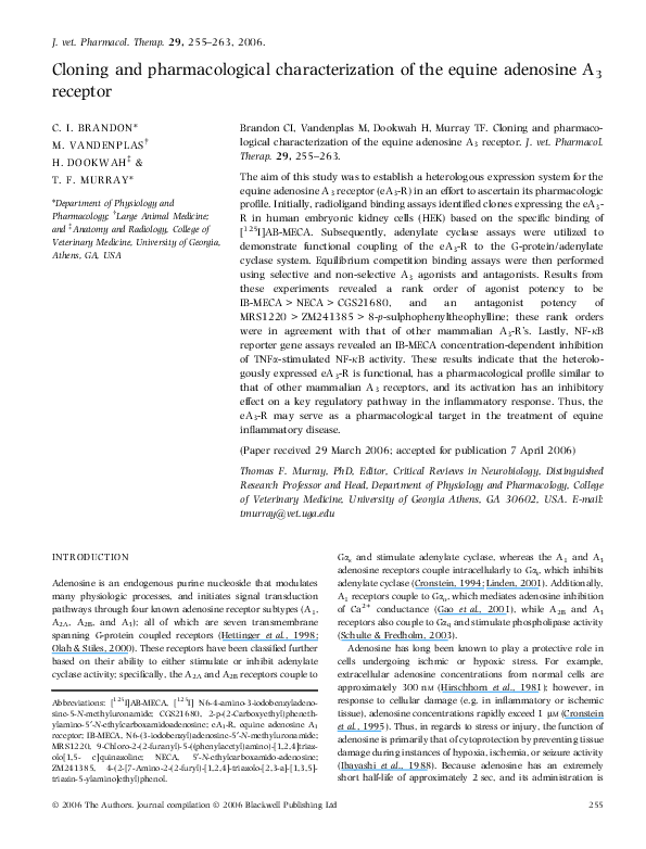 (PDF) Cloning and pharmacological characterization of the monkey ...