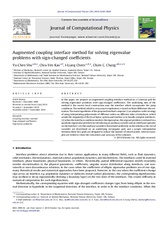 (PDF) Augmented coupling interface method for solving eigenvalue ...