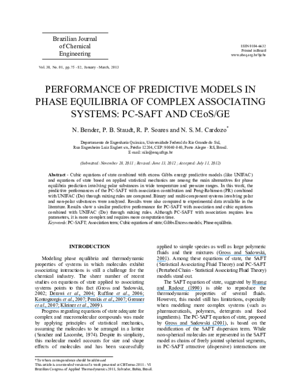 (PDF) Performance of predictive models in phase equilibria of complex ...