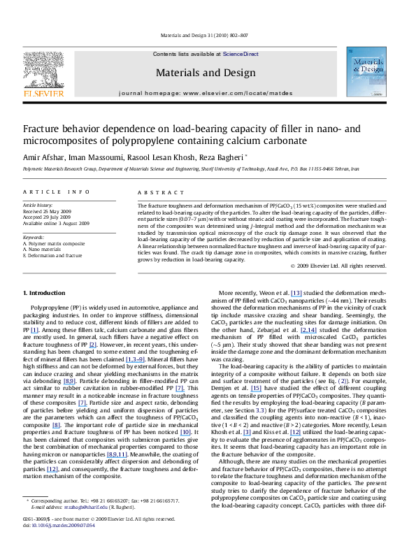 (PDF) Fracture behavior dependence on load-bearing capacity of filler ...