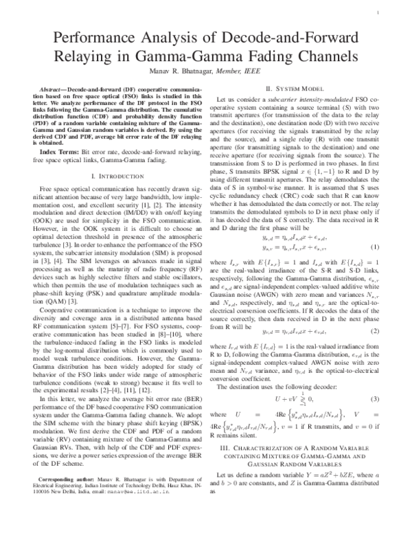 (PDF) Performance analysis of decode-and-forward relaying for multi-hop ...