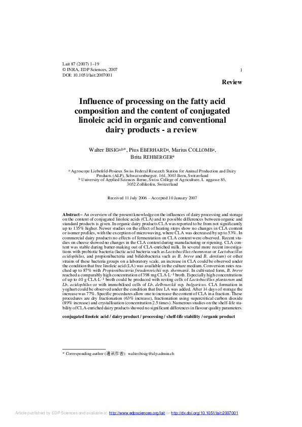 (PDF) Influence of processing on the fatty acid composition and the ...
