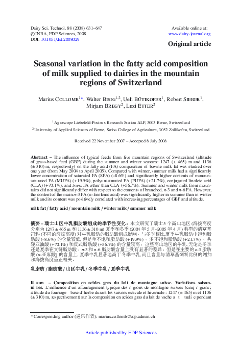 (PDF) Seasonal variation in the fatty acid composition of milk supplied ...