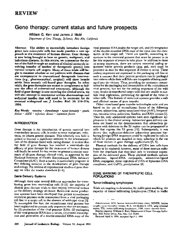 (PDF) Current Status and Future Prospects of Gene Therapy
