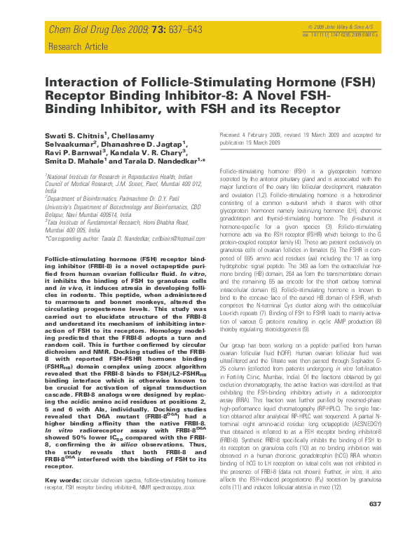 (PDF) Interaction of Follicle‐Stimulating Hormone (FSH) Receptor ...
