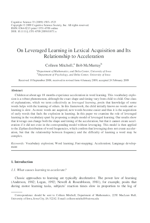 (PDF) On Leveraged Learning in Lexical Acquisition and Its Relationship ...