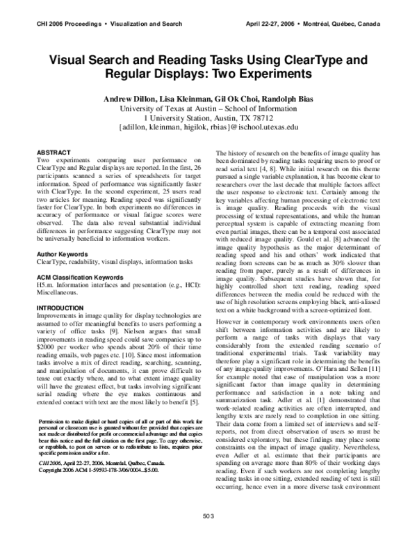 (PDF) Visual search and reading tasks using ClearType and regular ...