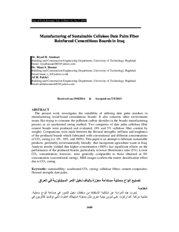 (PDF) Manufacturing of sustainable cellulose date palm fiber reinforced ...