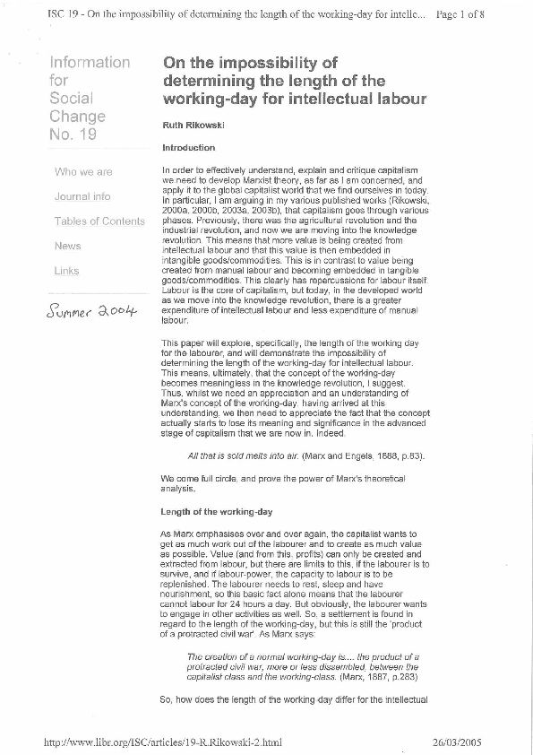 (PDF) On the impossibility of determining the length of the working day ...