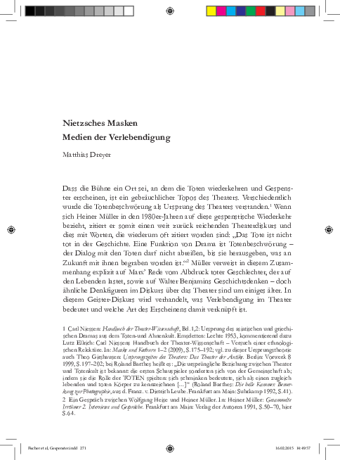 Max Von Der Grün Masken Text Pdf (PDF) Nietzsches Masken. Medien der Verlebendigung