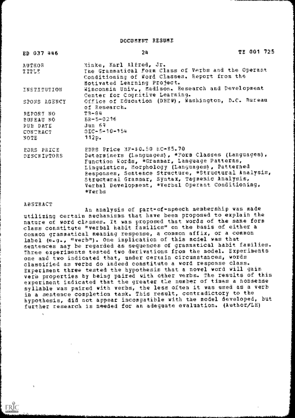 (PDF) The Grammatical Form Class of Verbs and the Operant Conditioning ...