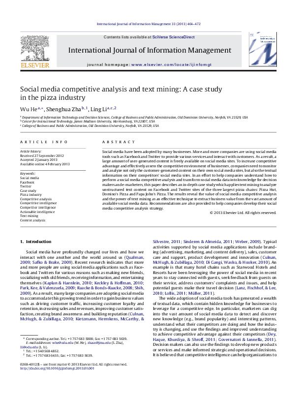 (PDF) Social media competitive analysis and text mining: A case study ...