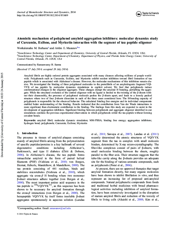 (PDF) Atomistic mechanism of polyphenol amyloid aggregation inhibitors ...