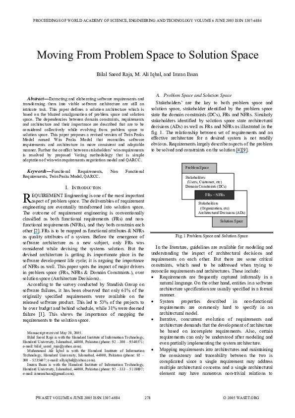 (PDF) Moving From Problem Space to Solution Space