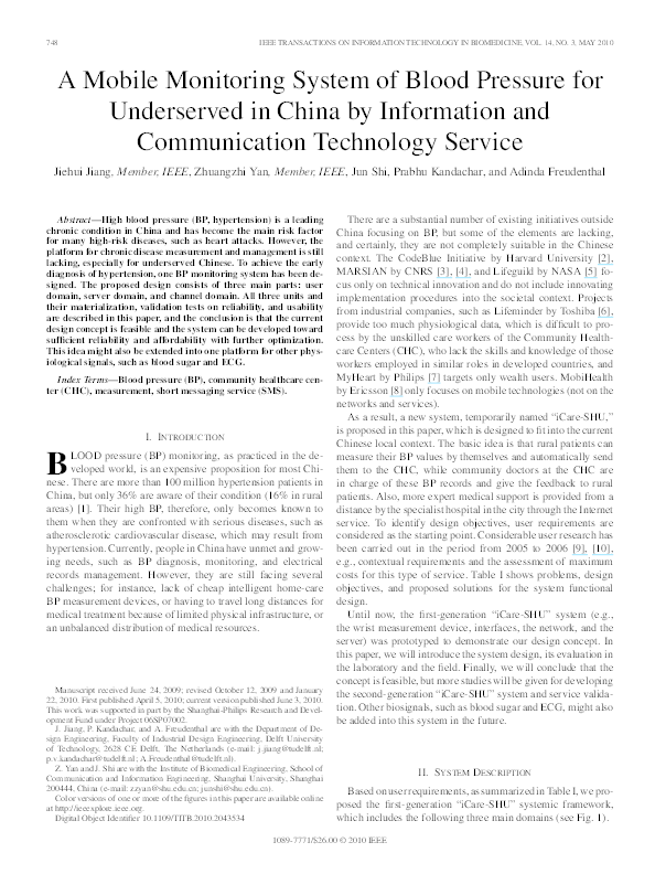 (PDF) A mobile monitoring system of blood pressure for underserved in ...