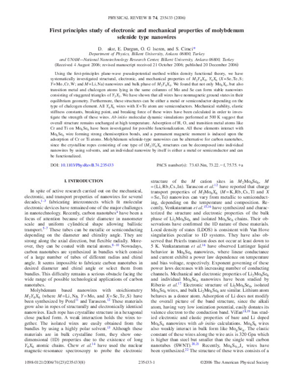 (PDF) First principles study of electronic and mechanical properties of ...