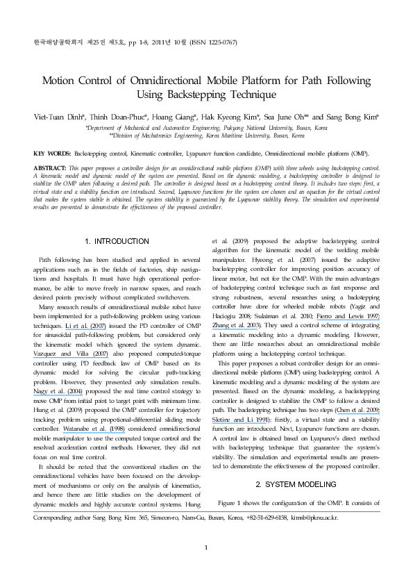 (PDF) Motion control of an omnidirectional mobile platform for path ...