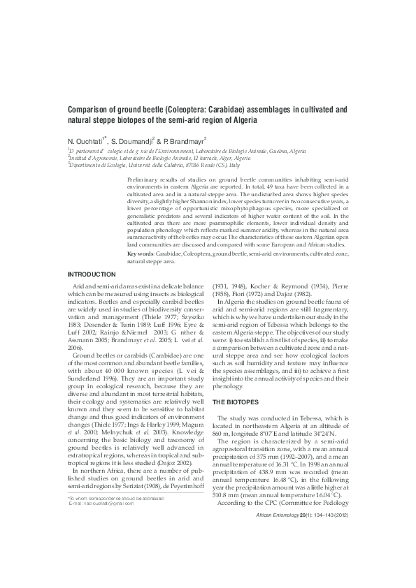 (PDF) Comparison of ground beetle (Coleoptera: Carabidae) assemblages ...
