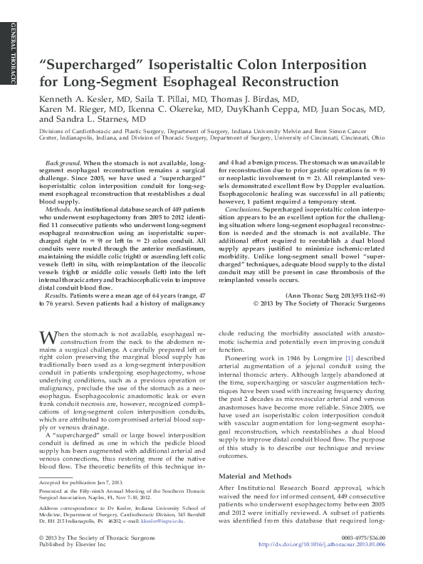 (PDF) “Supercharged” Isoperistaltic Colon Interposition for Long