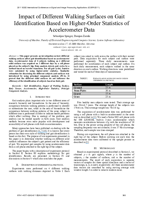 (PDF) Impact of different walking surfaces on gait identification based ...