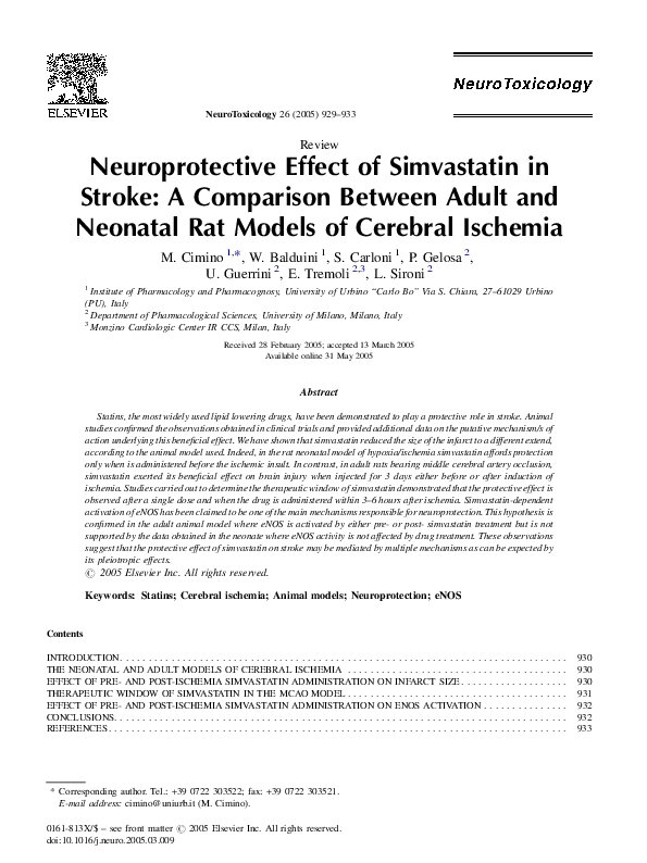 (PDF) Neuroprotective Effect of Simvastatin in Stroke: A Comparison ...