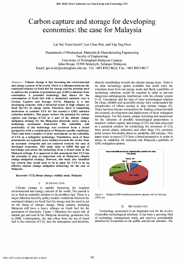 (PDF) Carbon capture and storage for developing economies: Yhe case for ...