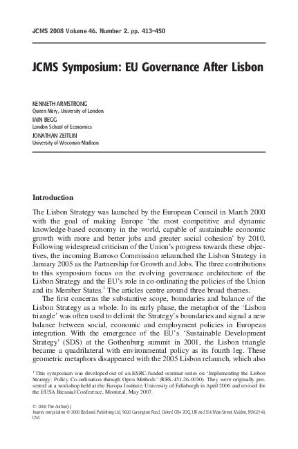The OMC and the Governance of the Lisbon Strategy