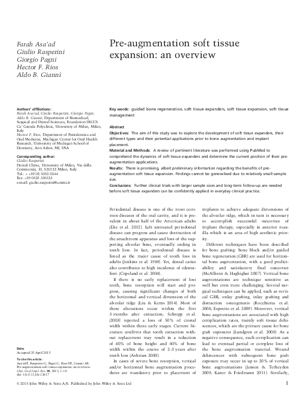 (PDF) Preaugmentation soft tissue expansion an overview Farah Asa
