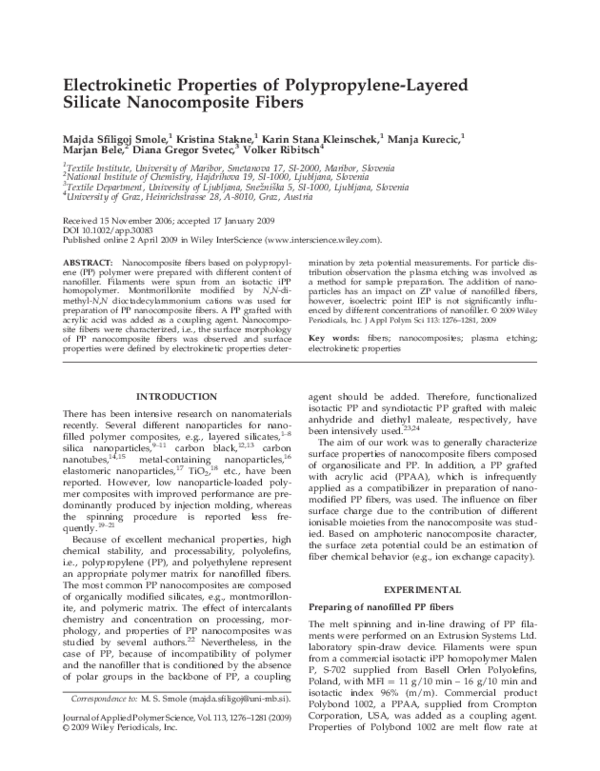 (PDF) Electrokinetic properties of polypropylene-layered silicate ...