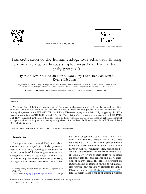 (PDF) Transactivation of the human endogenous retrovirus K long ...