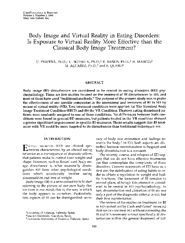 (PDF) Body Image and Virtual Reality in Eating Disorders Is Exposure