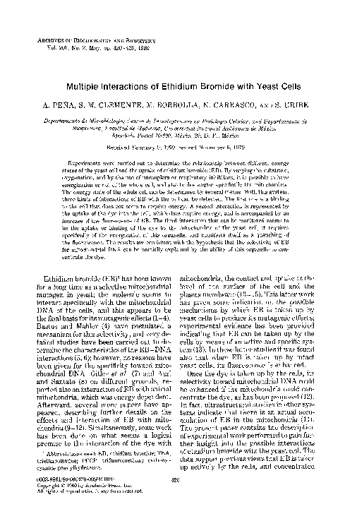 (PDF) Multiple interactions of ethidium bromide with yeast cells