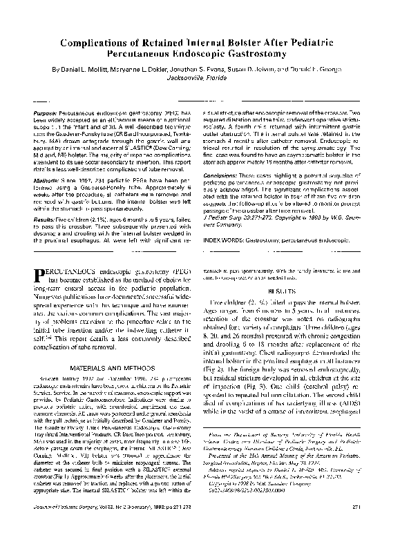 (PDF) Complications of retained internal bolster after pediatric
