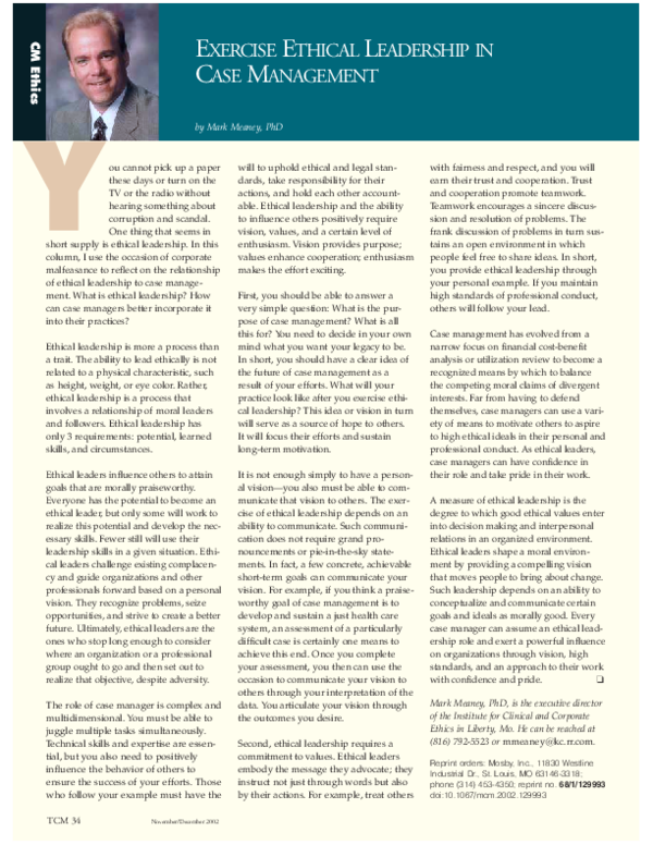 (PDF) Exercise ethical leadership in case management