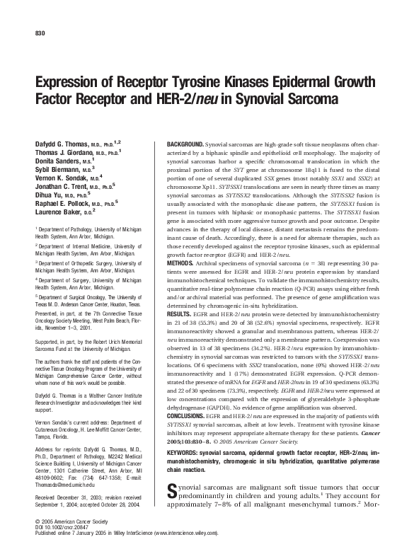 (PDF) Expression of the Receptor Tyrosine Kinases, Epidermal Growth ...