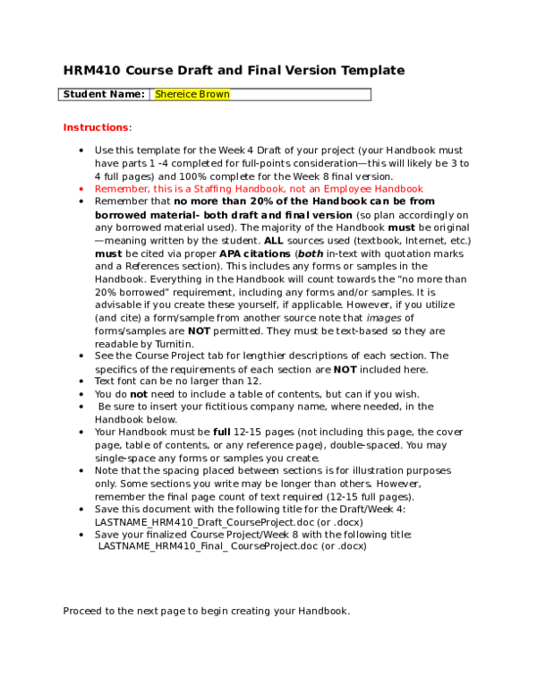(DOC) HRM410 Course Draft and Final Version Template | shereice brown ...