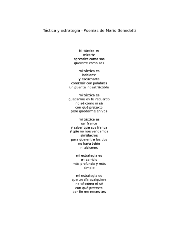 (DOC) Táctica y estrategia Poemas de Mario Benedetti Dumer Sp Academia.edu