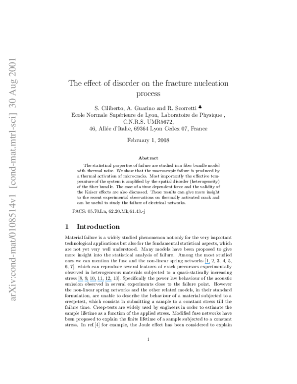 (PDF) The effect of disorder on the fracture nucleation process