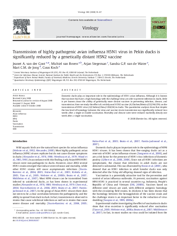 (PDF) Transmission of highly pathogenic avian influenza H5N1 virus in ...