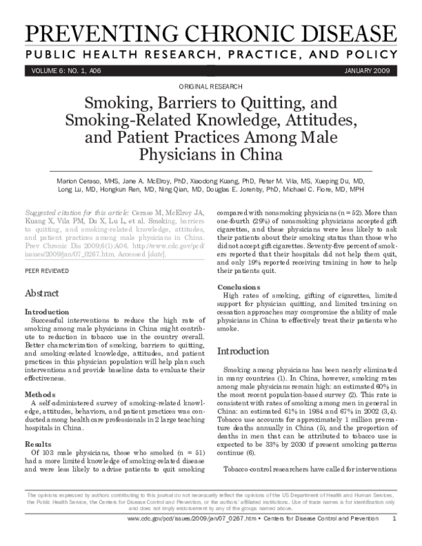 (PDF) Smoking, barriers to quitting, and smokingrelated knowledge