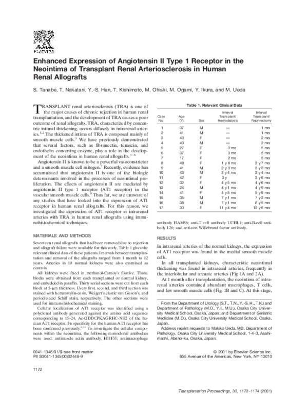 (PDF) Enhanced expression of angiotensin II type 1 receptor in usual ...