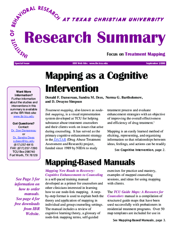 (PDF) Mapping as a cognitive intervention