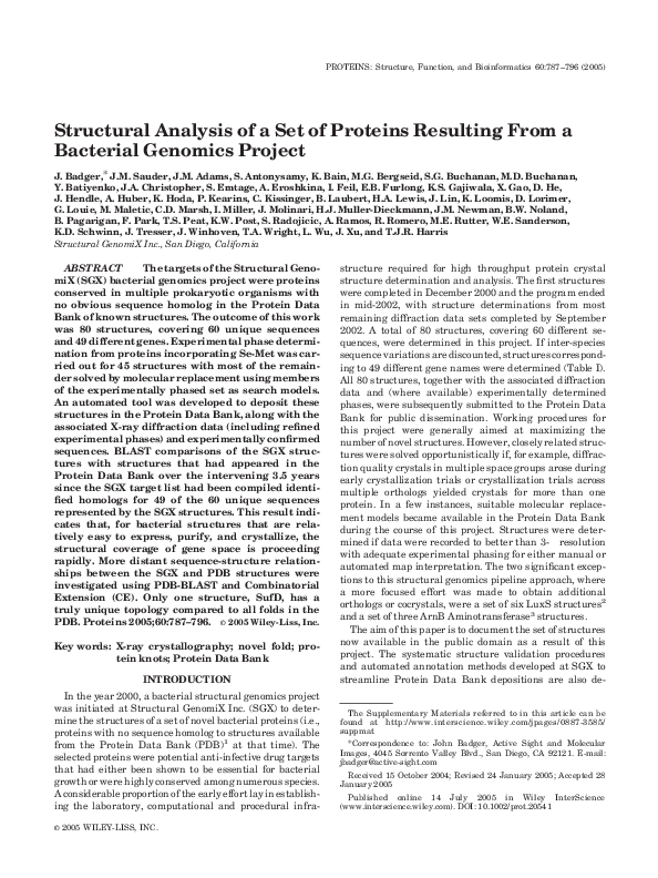 (PDF) Structural analysis of a set of proteins resulting from a ...