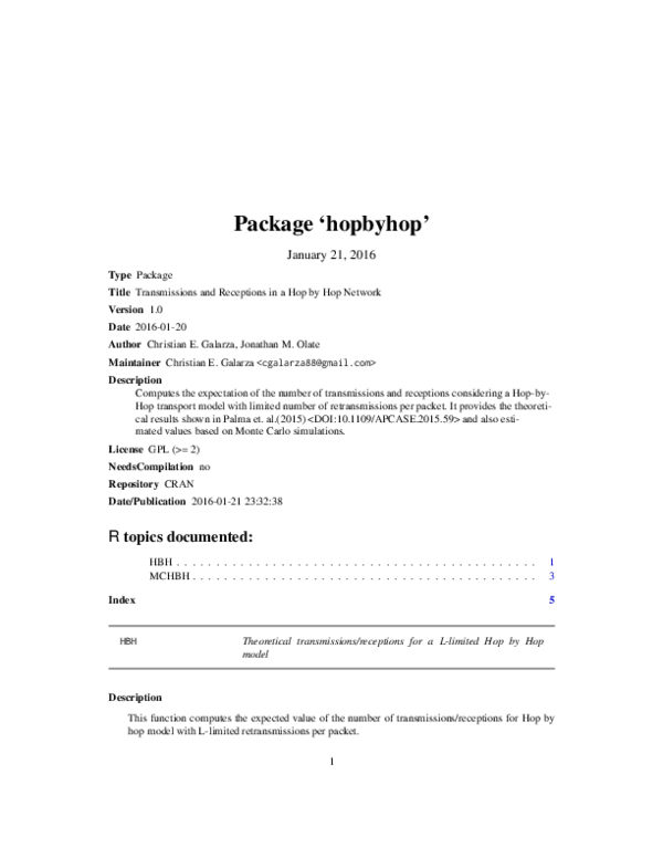 (PDF) Title Transmissions and Receptions in a Hop by Hop Network