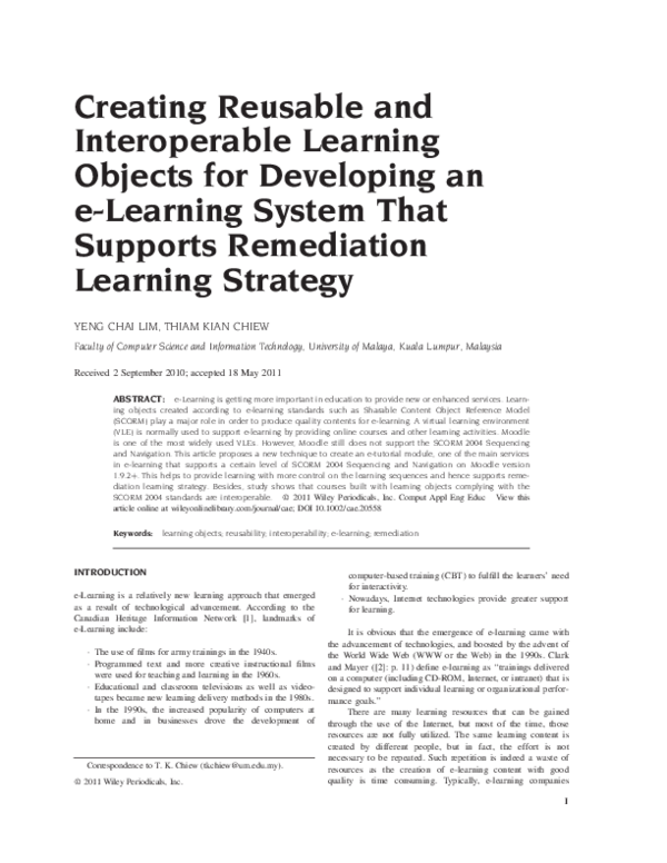 (PDF) Creating reusable and interoperable learning objects for ...