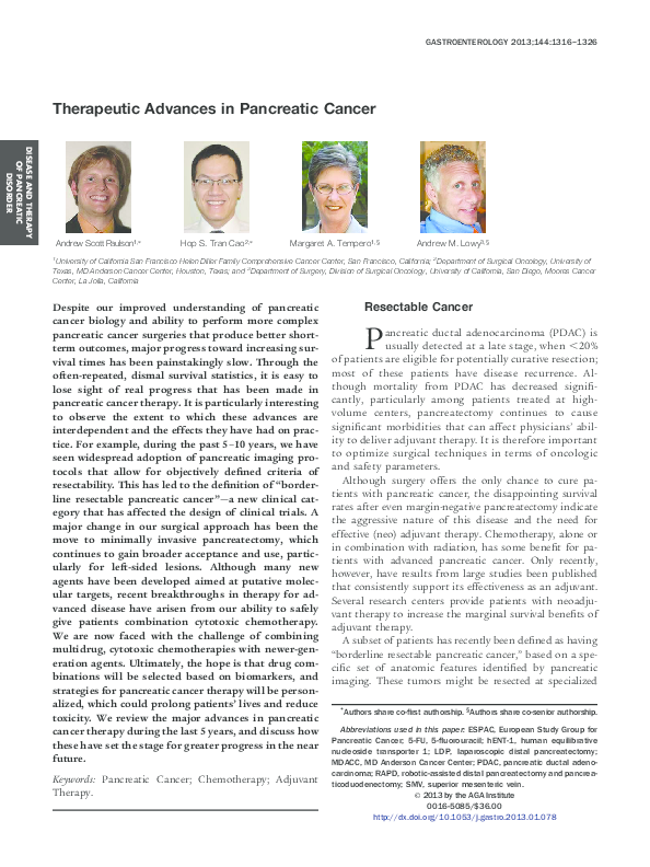 (PDF) Therapeutic Advances in Pancreatic Cancer