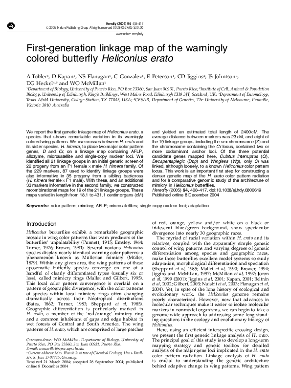 (PDF) First-generation linkage map of the warningly colored butterfly ...